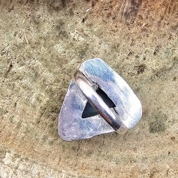 Nature Labradorite Triangular Shape 925 Ring ( Size 8) - Picture 5 of 9